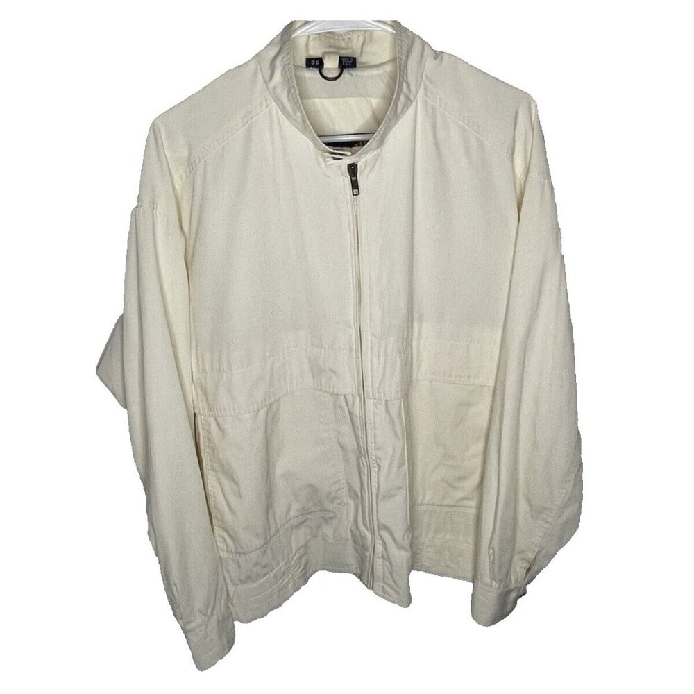 Vtg Mighty-Mac Cotton Poly Blend Mens sz 38 Windbreaker Jacket Ivory Off White